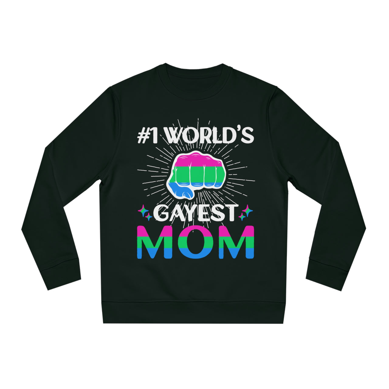 Polysexual Pride Flag Sweatshirt Unisex Size - #1 World's Gayest Mom Printify