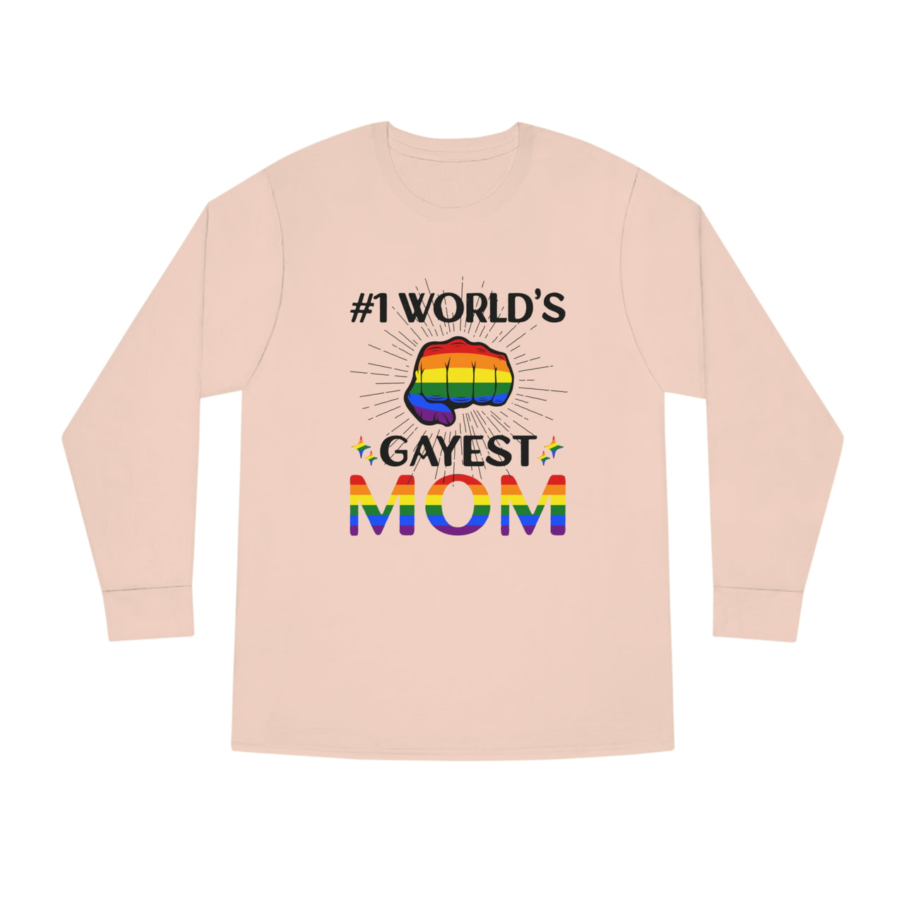 Lgbtq Flag Long Sleeve Crewneck Tee - #1 World's Gayest Mom Printify