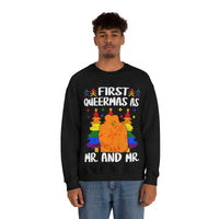 Thumbnail for Unisex Christmas LGBTQ Heavy Blend Crewneck Sweatshirt - First Queermas As Mr. & Mr. Printify