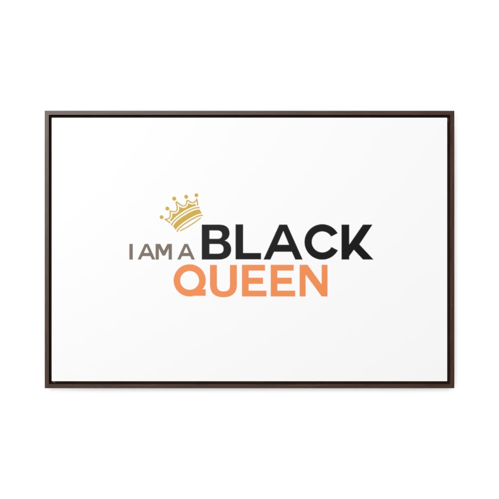 Affirmation Feminist Pro Choice Canvas Print With Horizontal Frame - I Am A Black Queen - SHAVA