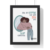 Thumbnail for Affirmation Feminist Pro Choice Premium Framed Vertical Poster - I Am Me Only Me (Brown Girl) Printify