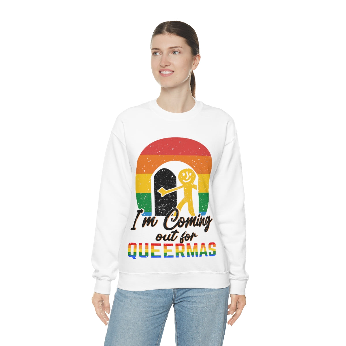 Unisex Christmas LGBTQ Heavy Blend Crewneck Sweatshirt - I’M Coming Out For Queermas Printify