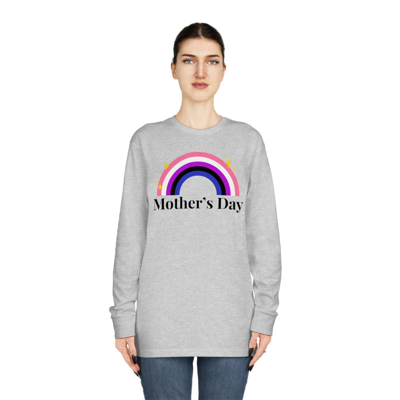 Genderfluid Flag Long Sleeve Crewneck Tee - Mothers Day Printify