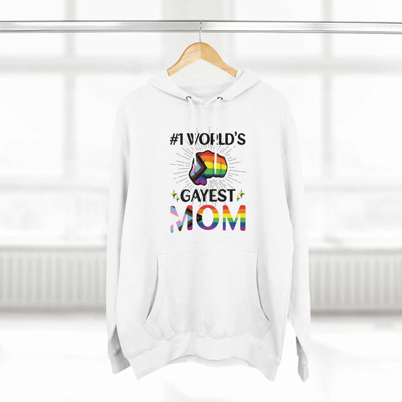 Progress Flag Mother's Day Unisex Premium Pullover Hoodie - #1 World's Gayest Mom Printify