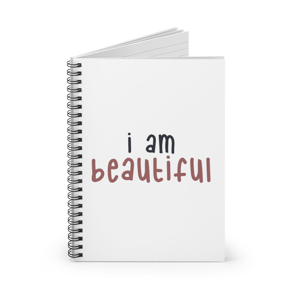 Affirmation Feminist Pro Choice Ruled Line Spiral Notebook - I Am Beautiful (Pink) Printify
