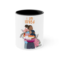 Thumbnail for Affirmation Feminist pro choice White ceramic with black interior and handle - I am Loved (Trans and Lesbian) Printify