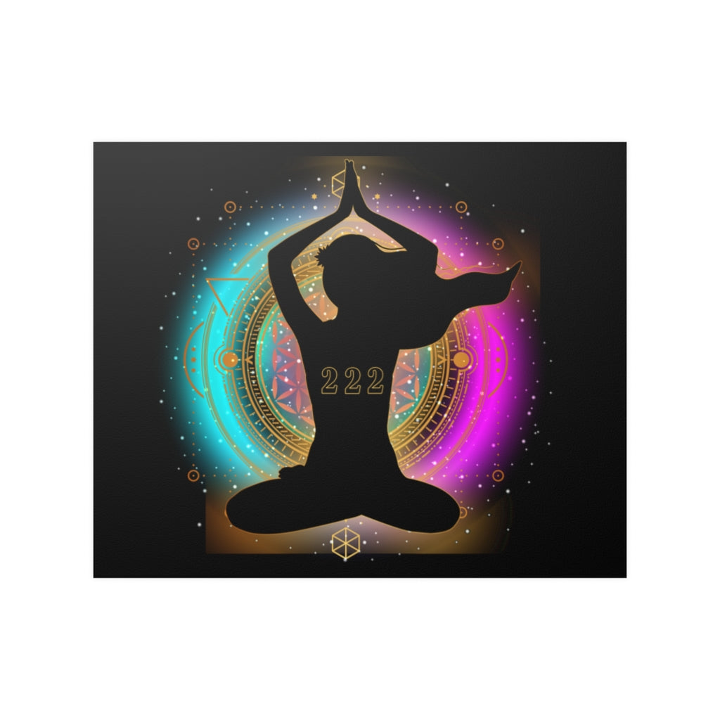 Yoga Spiritual Meditation Satin Poster - Alignment 222 Angel Number Printify