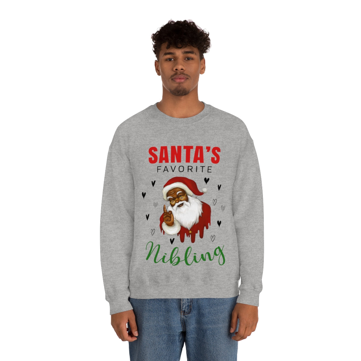Christmas Unisex Sweatshirts , Sweatshirt , Women Sweatshirt , Men Sweatshirt ,Crewneck Sweatshirt, SANTA’S FAVORITE Nibling Printify