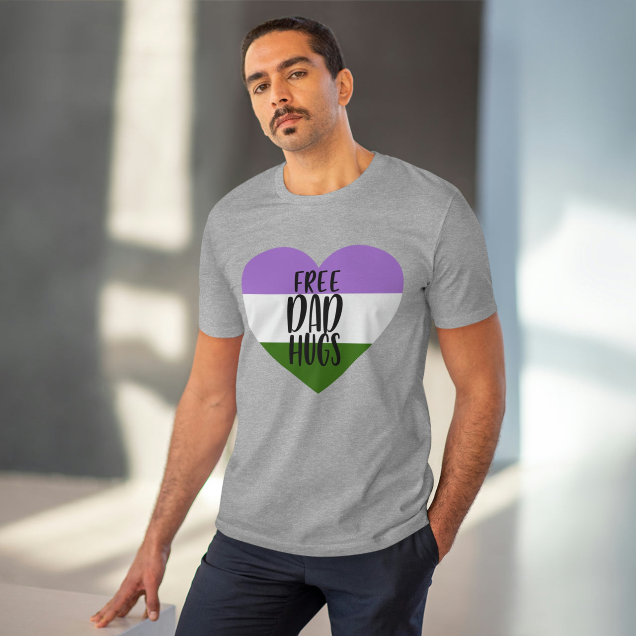 Genderqueer Pride Flag T-shirt Unisex Size - Free Dad Hugs Printify