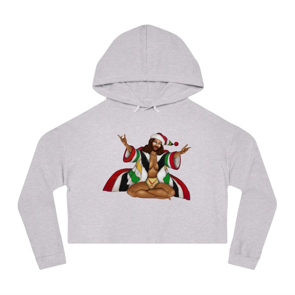 Christmas LGBTQ Women’s Cropped Hooded Sweatshirt - Black Gay Printify