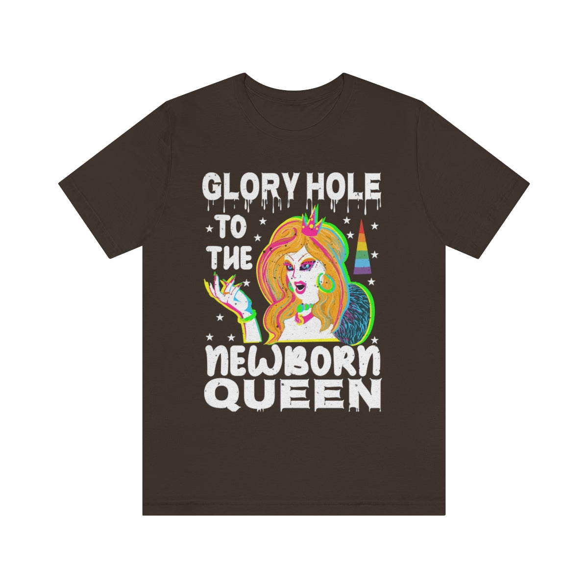 Classic Unisex Christmas LGBTQ T-Shirt - Glory hole to the Newborn Queen Printify