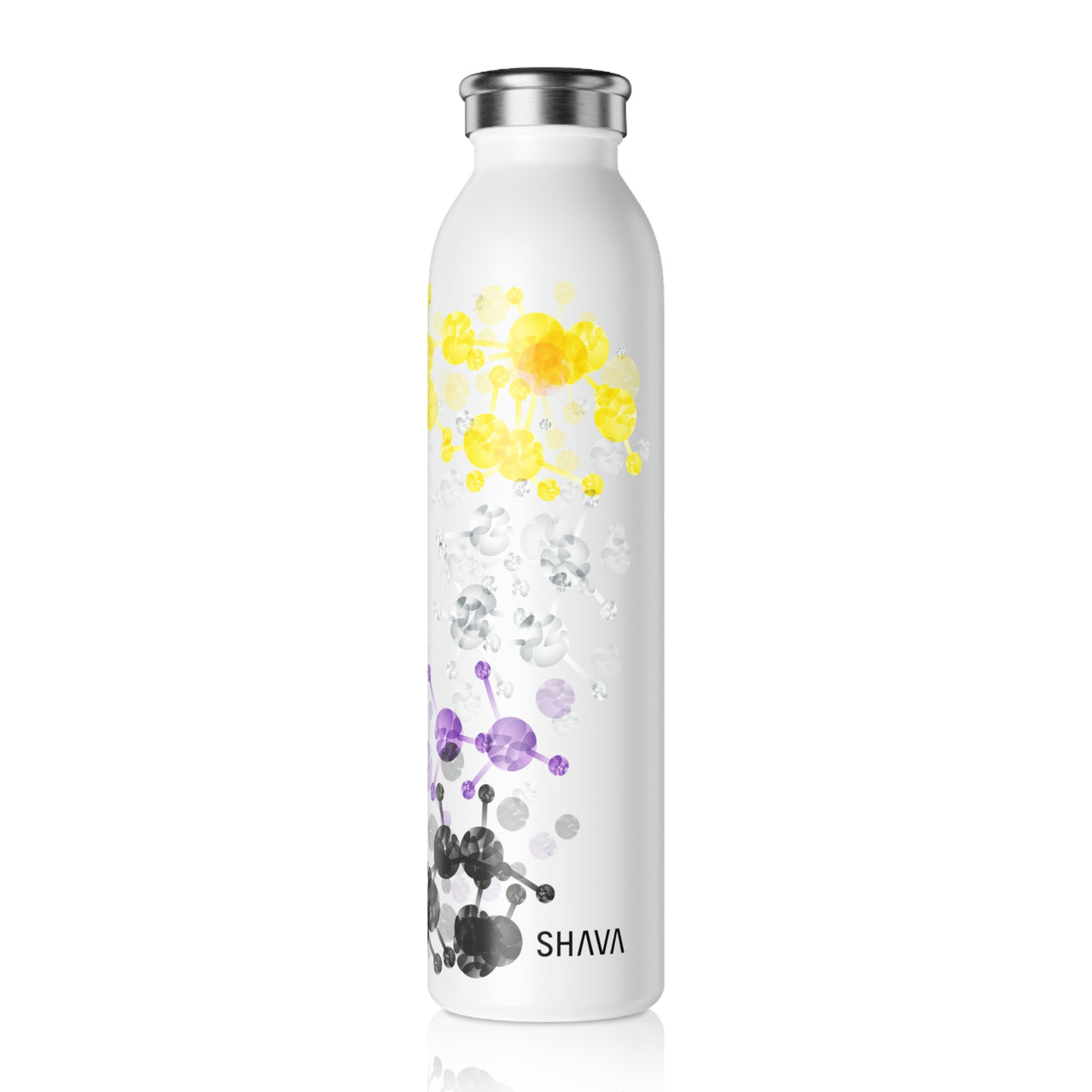 Nonbinary Flag Slim Water Bottle NYC Pride - My Rainbow is In My DNA SHAVA CO