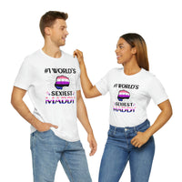 Thumbnail for Genderfluid Pride Flag Mother's Day Unisex Short Sleeve Tee - #1 World's Sexiest Maddy Printify