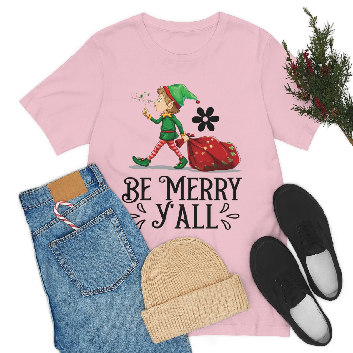 Classic Unisex Christmas T-shirt - Be Merry Y'all Printify