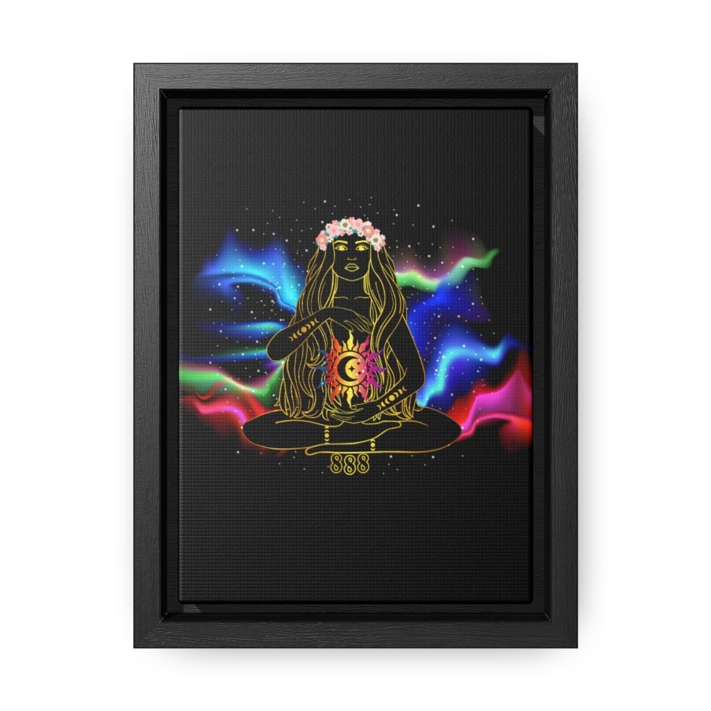 Yoga Spiritual Meditation Canvas Print With Vertical Frame - Balance 888 Angel Number Printify
