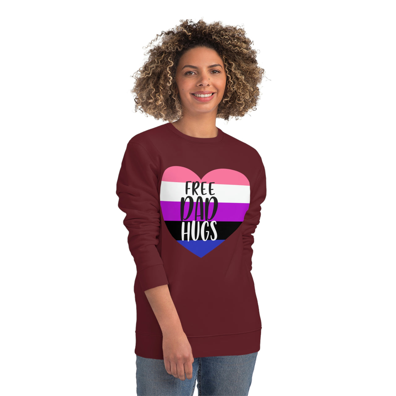 Genderfluid Pride Flag Sweatshirt Unisex Size - Free Dad Hugs Printify