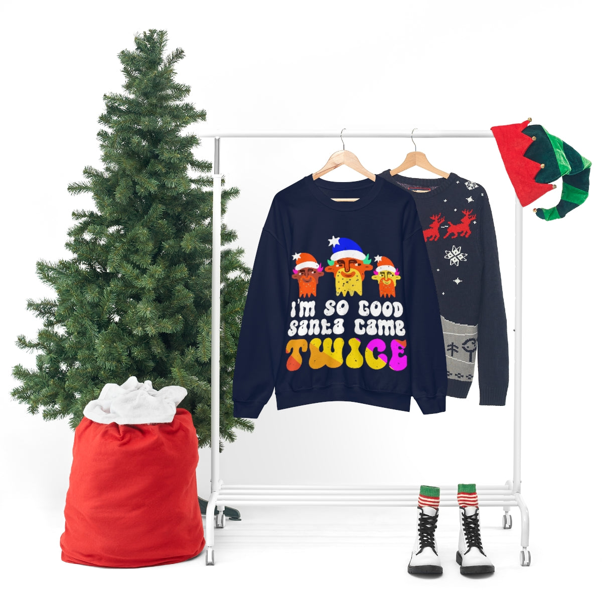 Unisex Christmas LGBTQ Heavy Blend Crewneck Sweatshirt - I’m So Good Santa Came Twice Printify