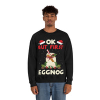 Thumbnail for Merry Christmas Unisex Sweatshirts , Sweatshirt , Women Sweatshirt , Men Sweatshirt ,Crewneck Sweatshirt, OK BUT FIRST EGGNOG Printify