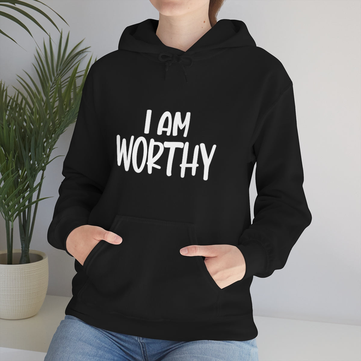Affirmation Feminist Pro Choice Unisex Hoodie - I Am Worthy Printify