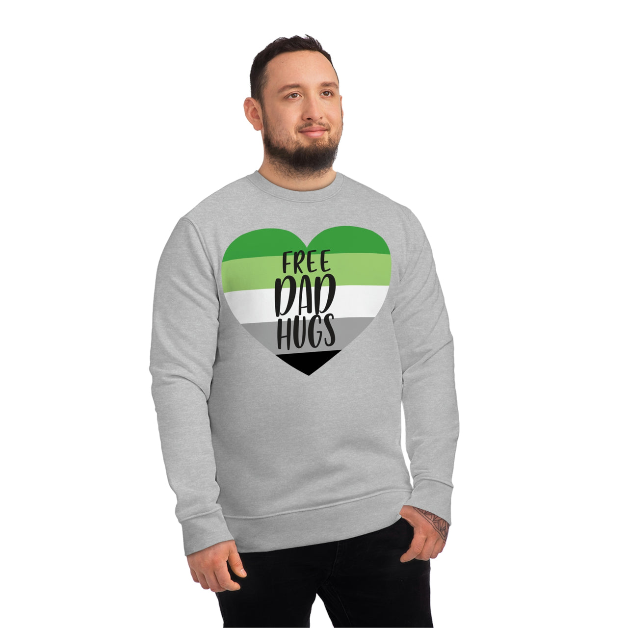 Aromantic Pride Flag Sweatshirt Unisex Size - Free Dad Hugs Printify