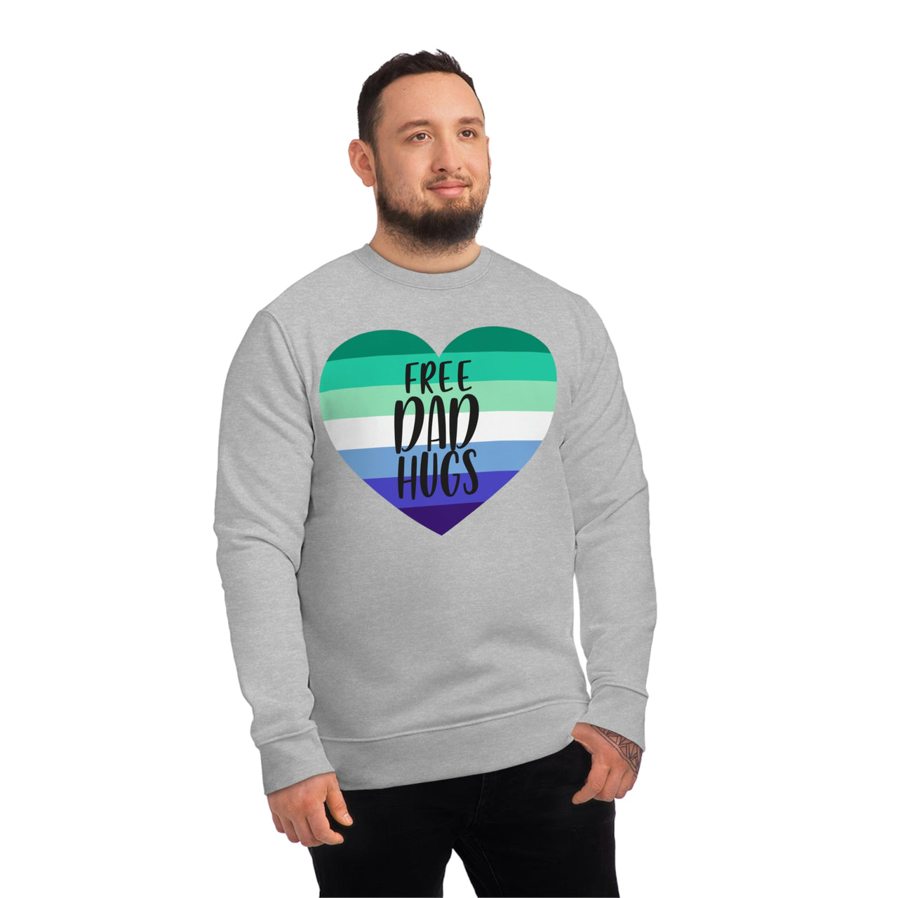 Gay Pride Flag Sweatshirt Unisex Size - Free Dad Hugs Printify