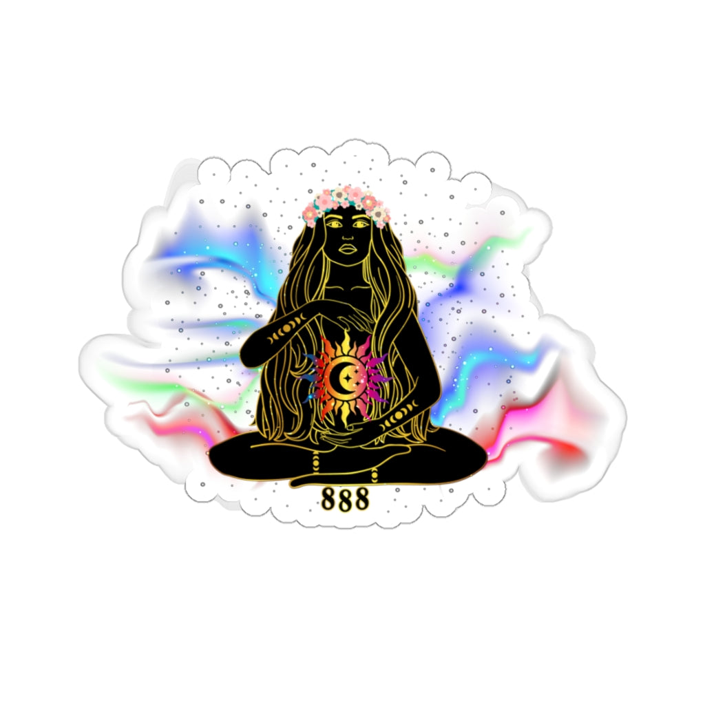 Yoga Spiritual Meditation Kiss Cut Sticker - Balance 888 Angel Number Printify
