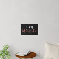 Thumbnail for Affirmation Feminist Pro Choice Wall Decals - I Am Beautiful (white with pink/black background) Printify
