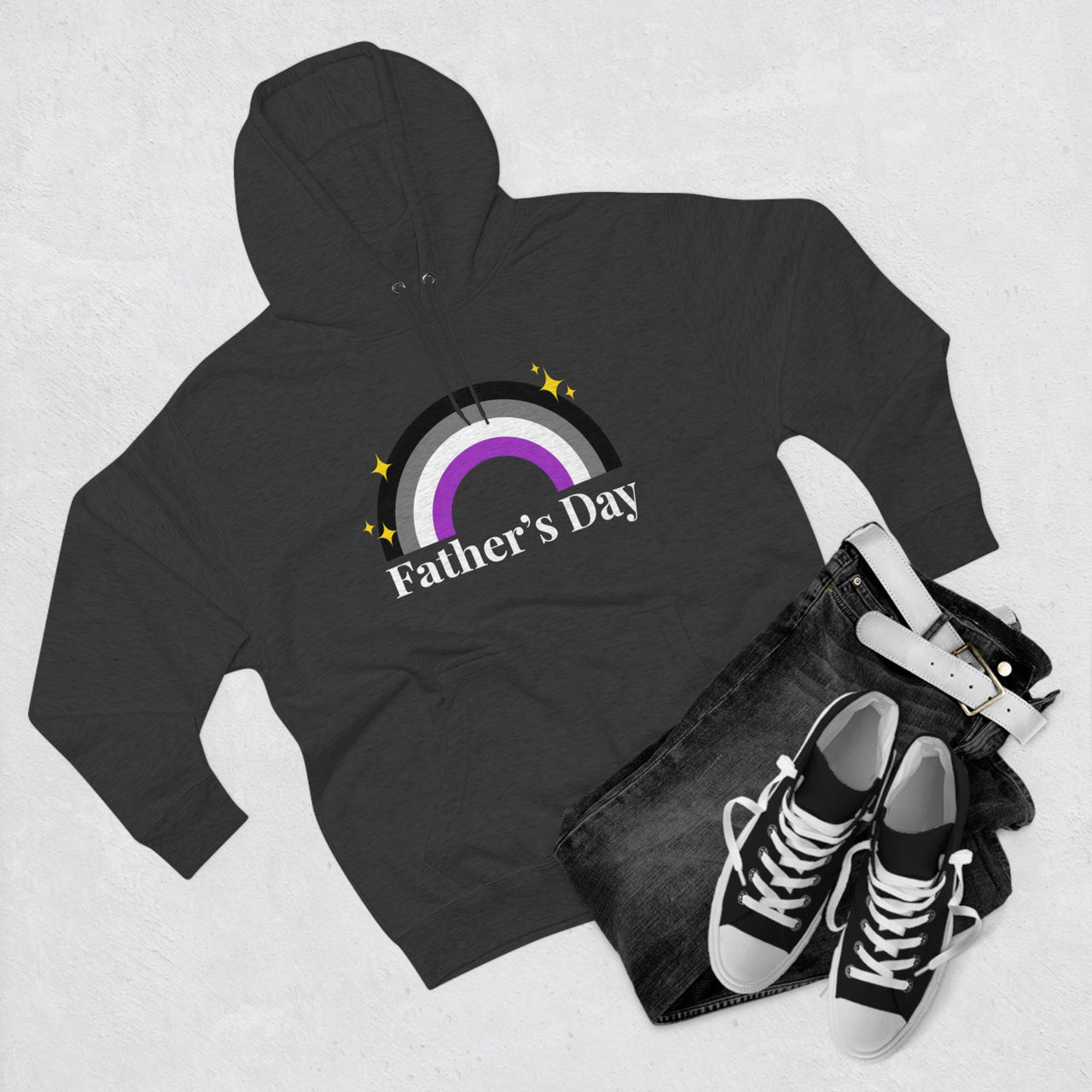 Asexual Pride Flag Unisex Premium Pullover Hoodie - Father's Day Printify