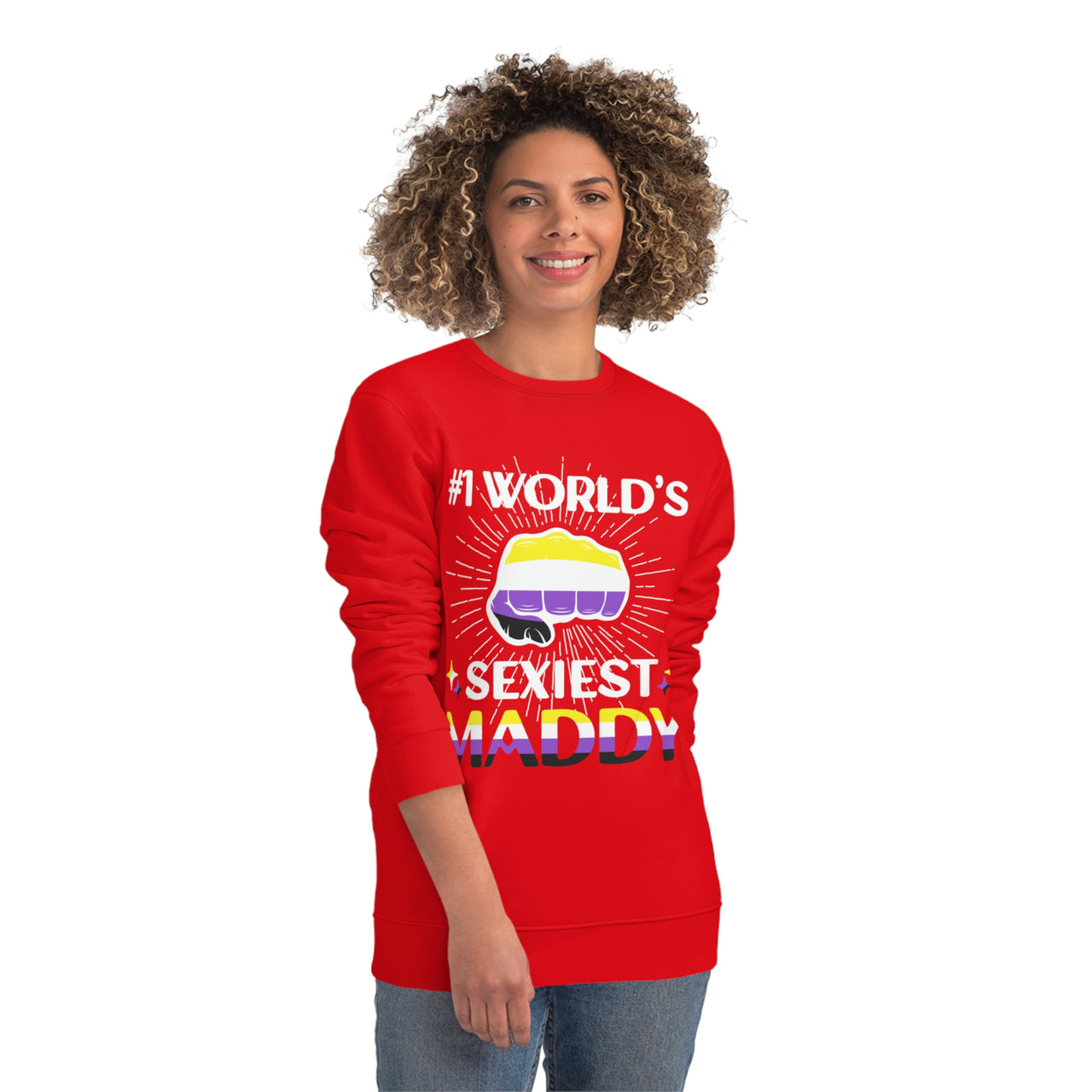 Non Binary Pride Flag Sweatshirt Unisex Size - #1 World's Sexiest Maddy Printify