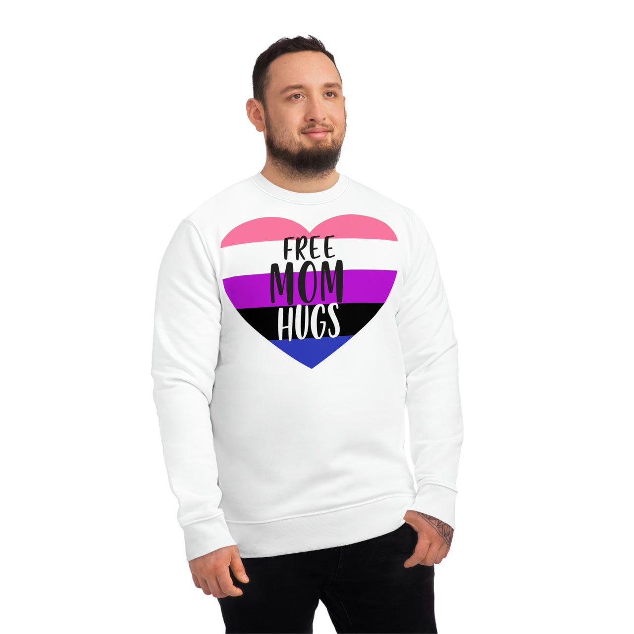 Genderfluid Pride Flag Sweatshirt Unisex Size - Free Mom Hugs Printify
