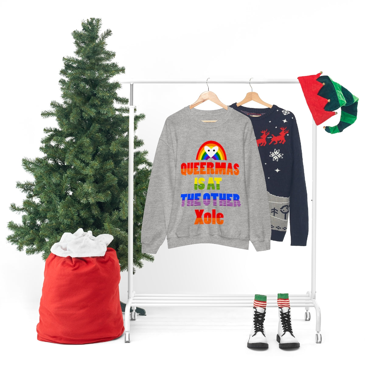 Unisex Christmas LGBTQ Heavy Blend Crewneck Sweatshirt - Queermas Is At The Other Xole Printify