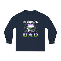 Thumbnail for Genderqueer Pride Flag Unisex Classic Long Sleeve Shirt - #1 World's Gayest Dad Printify
