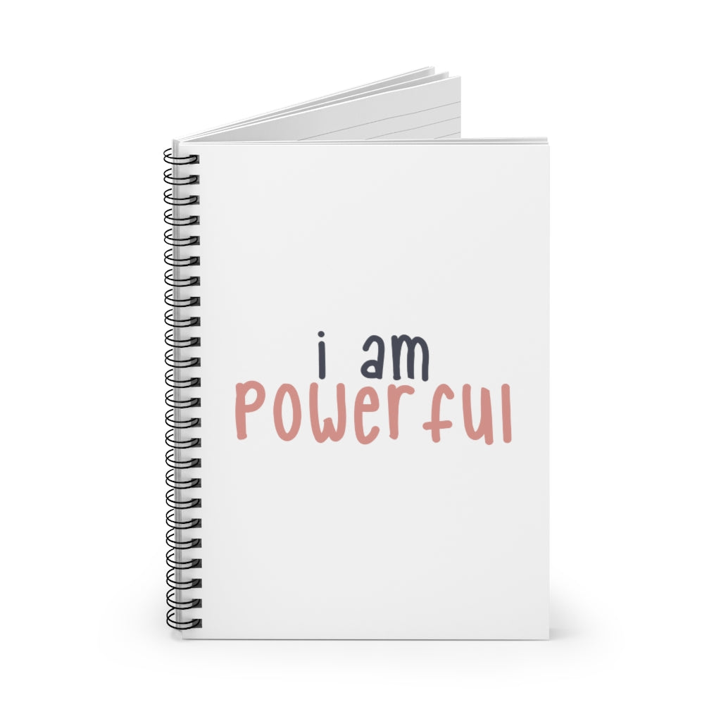 Affirmation Feminist Pro Choice Color Contrast Notebook & Journal - I Am Powerful (Black with pink) Printify