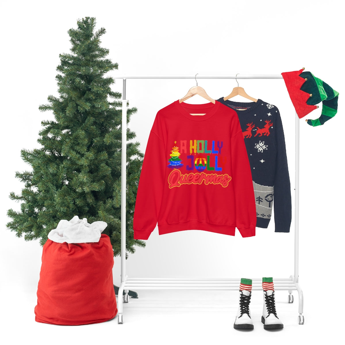 Unisex Christmas LGBTQ Heavy Blend Crewneck Sweatshirt - A Holly Jolly Queermas Printify