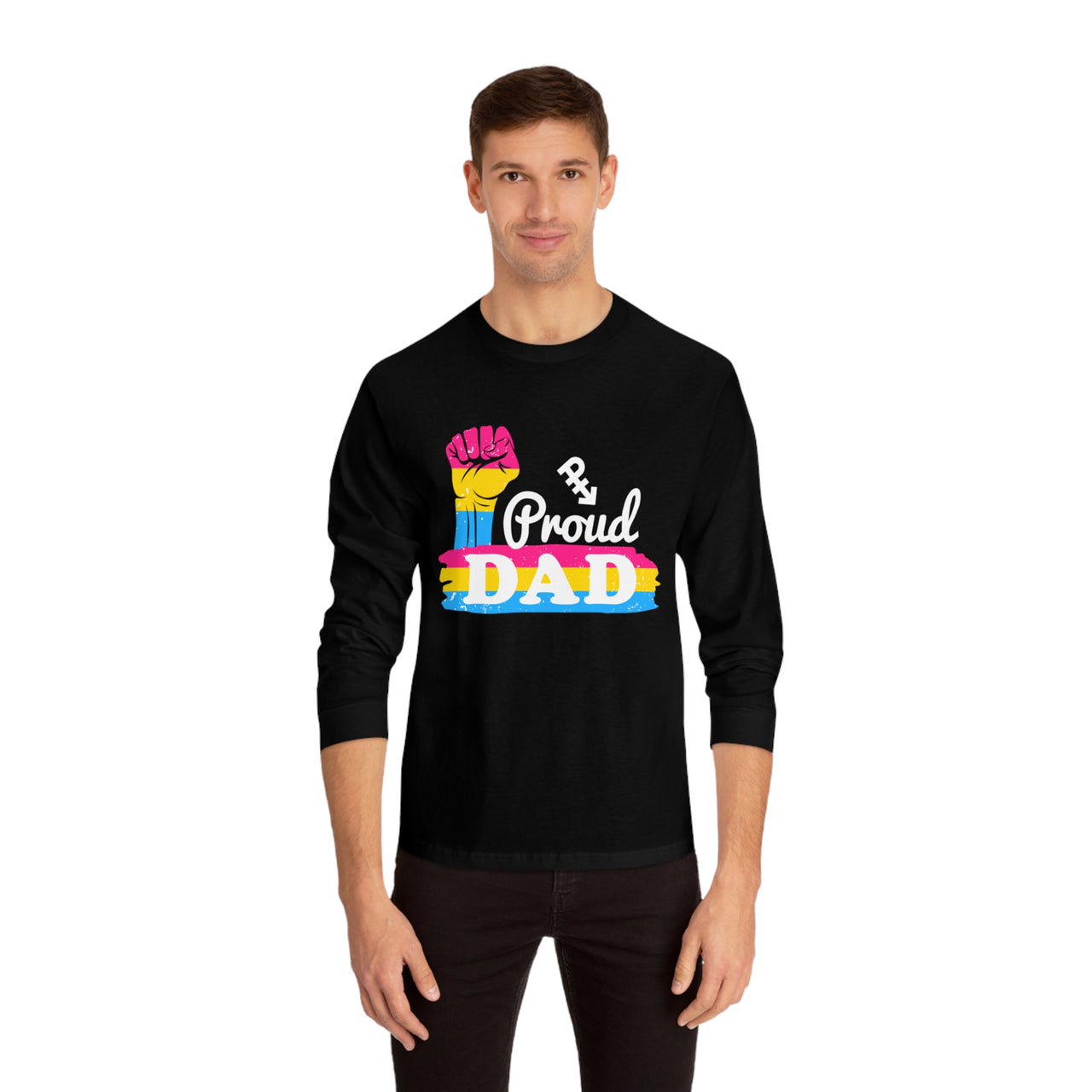Pansexual Pride Flag Unisex Classic Long Sleeve Shirt - Proud Dad Printify