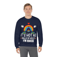 Thumbnail for Unisex Christmas LGBTQ Heavy Blend Crewneck Sweatshirt - It’s Hot As Balls Of Holly I’M Queer Printify