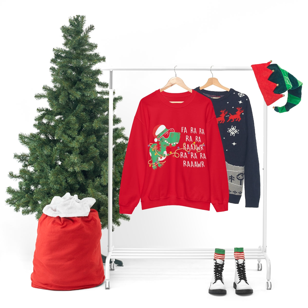 Merry Christmas Unisex Sweatshirts , Sweatshirt , Women Sweatshirt , Men Sweatshirt ,Crewneck Sweatshirt, Dinasour Christmas Printify
