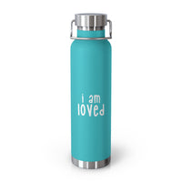 Thumbnail for Affirmation Feminist pro choice Copper Vacuum insulated bottle 22oz -  I am loved (white) Printify