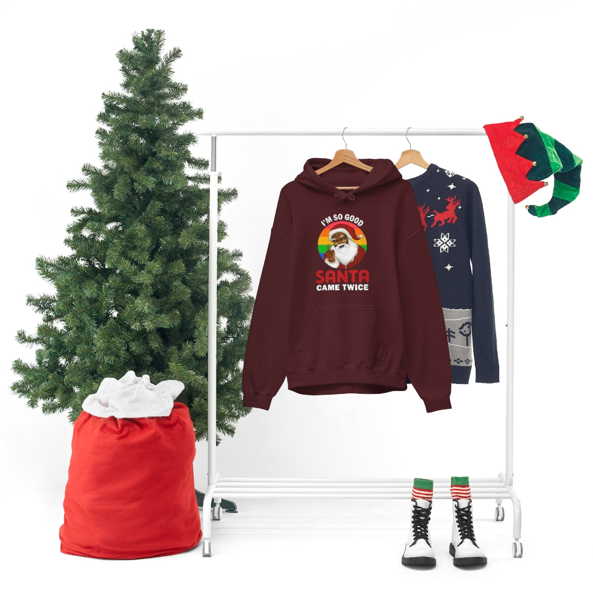 Unisex Christmas LGBTQ Heavy Blend Hoodie - I’M So Good Santa Came Twice Printify