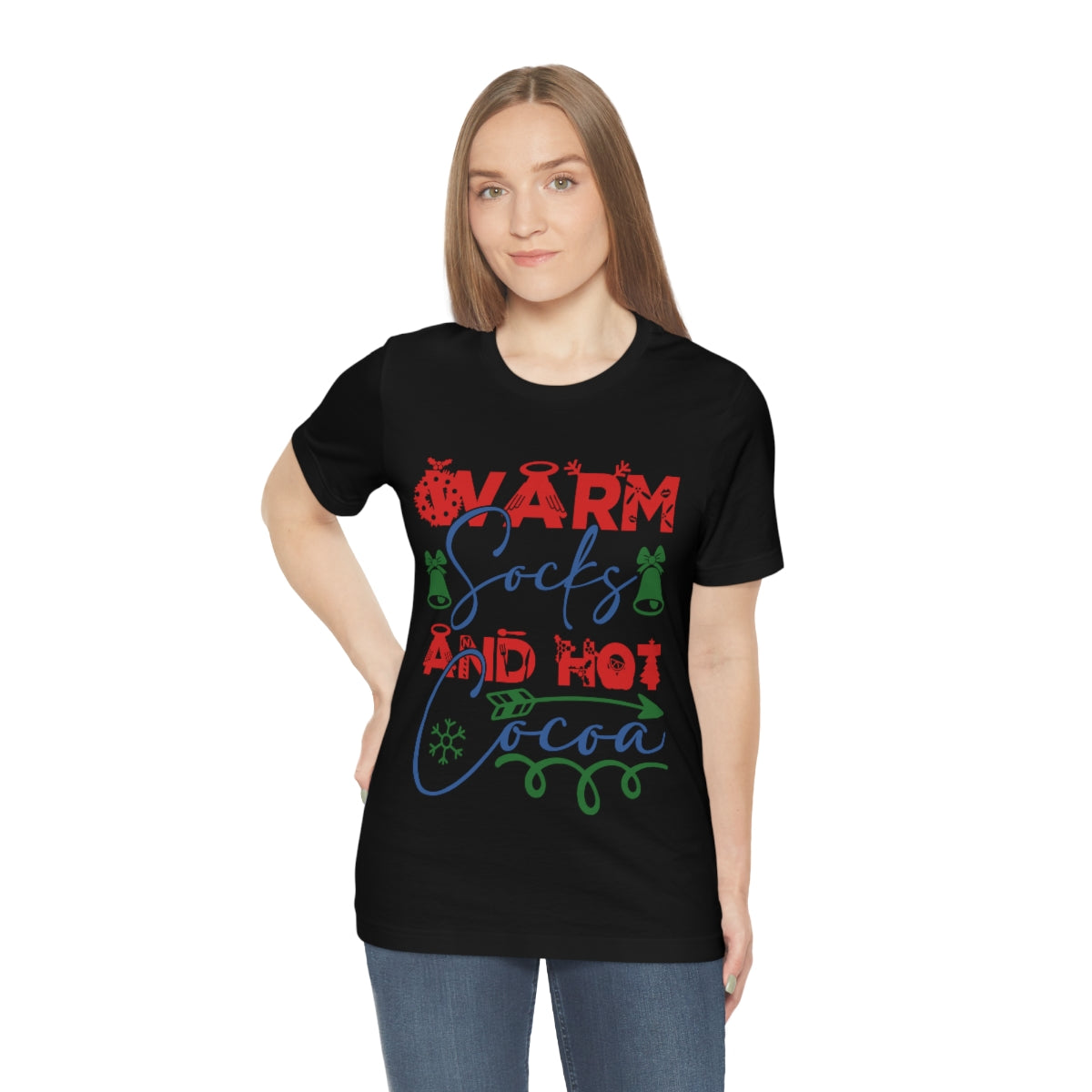 Classic Unisex Christmas T-shirt - Warm Socks And Hot Cocoa Printify