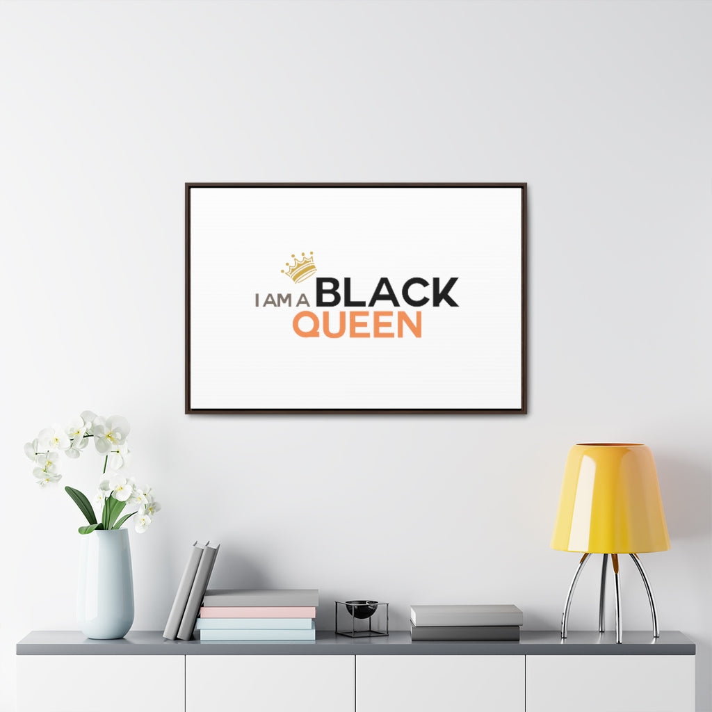 Affirmation Feminist Pro Choice Canvas Print With Horizontal Frame - I Am A Black Queen - SHAVA