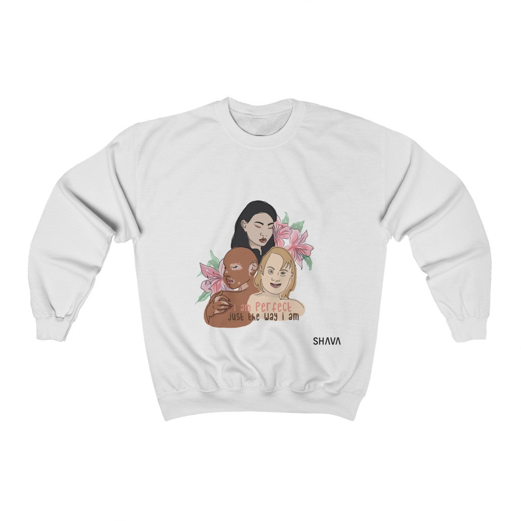 Affirmation Feminist Pro Choice Sweatshirt Women’s Size –  I Am Perfect (Down Syndrome) Printify