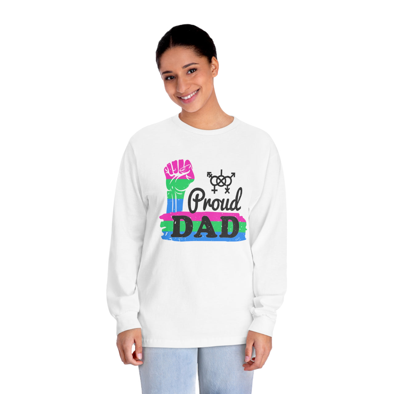 Polysexual Pride Flag Unisex Classic Long Sleeve Shirt - Proud Dad Printify