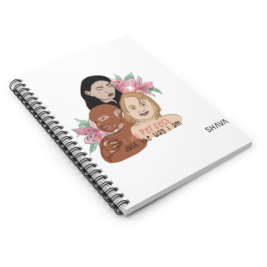 Affirmation Feminist Pro Choice Ruled Line Spiral Notebook - I Am Perfect (Down Syndrome) Printify