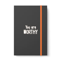 Thumbnail for Affirmation Feminist Pro Choice Color Contrast Notebook & Journal - I Am Worthy (White) Printify