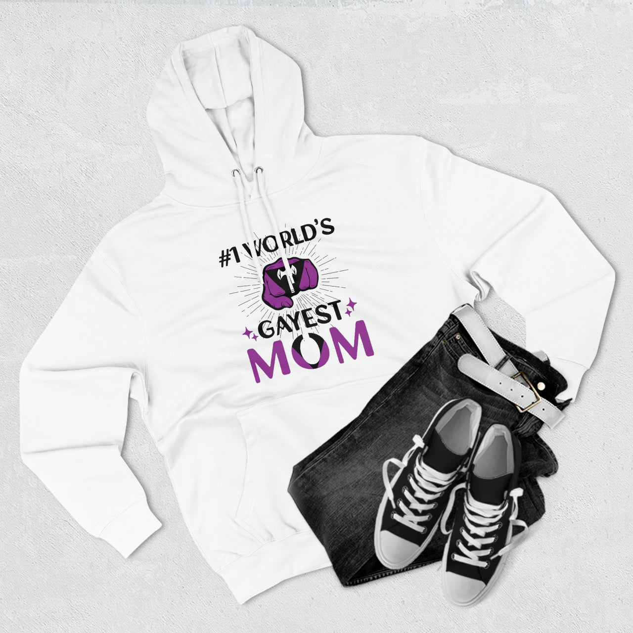 Labrys Lesbian Flag Mother's Day Unisex Premium Pullover Hoodie - #1 World's Gayest Mom Printify