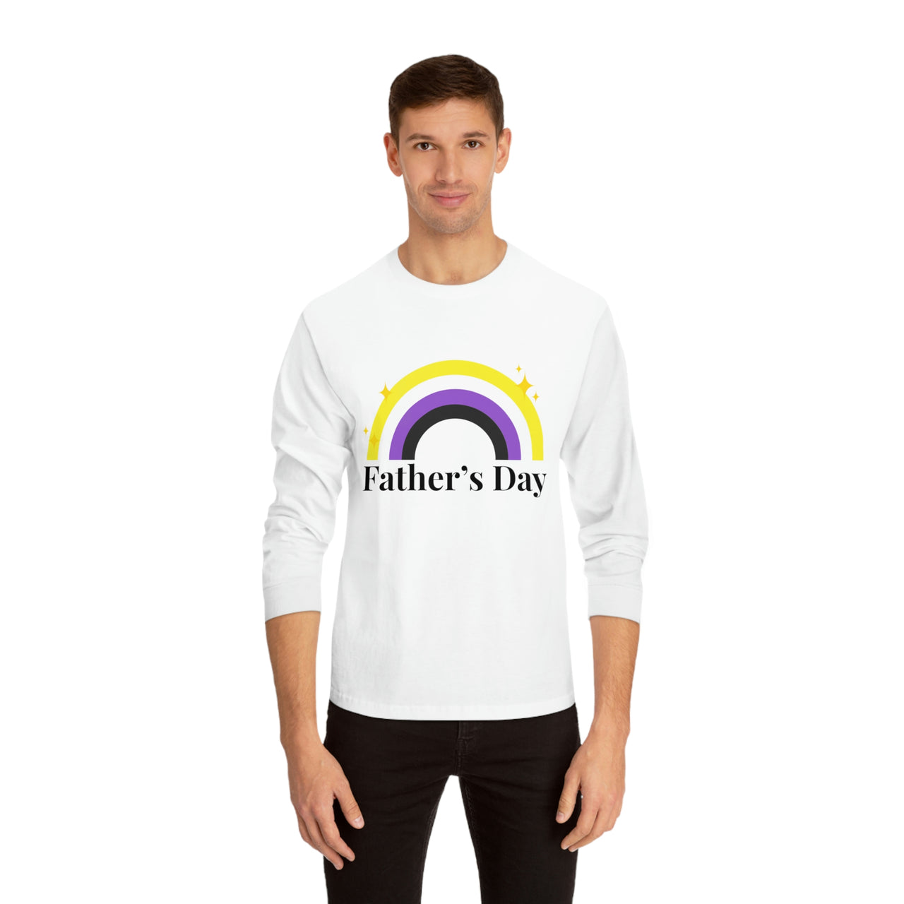 Non Binary Pride Flag Unisex Classic Long Sleeve Shirt - Father's Day Printify