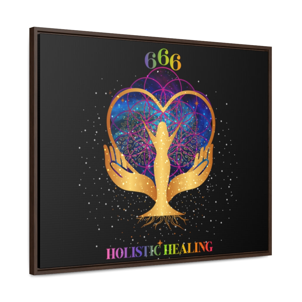 Yoga Spiritual Meditation Canvas Print With Horizontal Frame - Reflection 666 Angel Number Printify