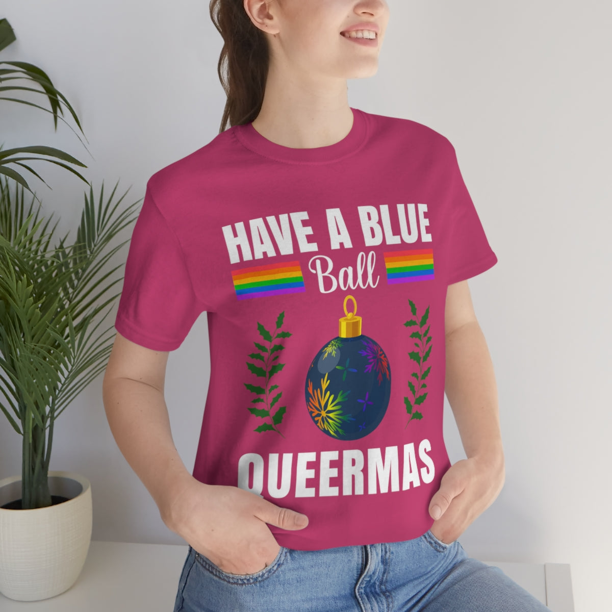Classic Unisex Christmas LGBTQ T-Shirt - Have A Blue Ball Queermas Printify