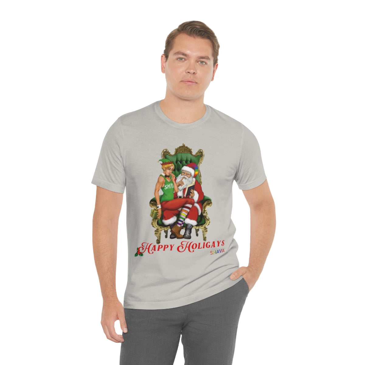 Classic Unisex Christmas LGBTQ Holigays T-Shirt - Holigay (White) Printify